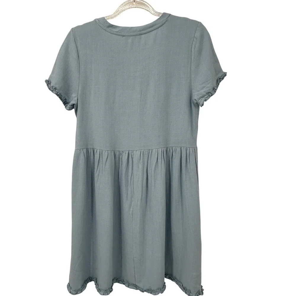 LA Hearts PacSun Womens Light Blue Ruffle Baby Doll Mini Dress Size M New - Picture 4 of 6